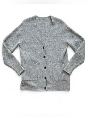 Michael Kors Light Gray Button Front V-Neck Cardigan